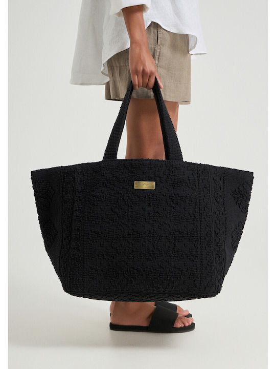 Hermosa Stoff Damenhandtasche Tote Hand Schwarz