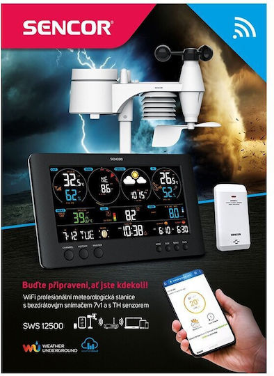 Sencor SWS 12500 SENC Wireless Digital Weather Station Tabletop Black