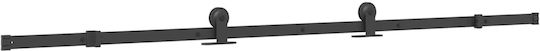 Vidaxl Schiebetürbeschlag-Set 102,5x205 cm Glas & Aluminium Schwarz