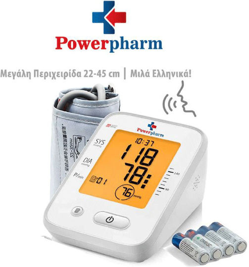 Powerpharm Digital Blutdruckmessgerät Oberarm mit Sprachfunktion & Arrhythmie-Erkennung