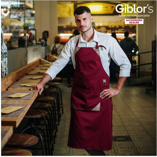 Giblor's Ποδιά Σερβιτόρου Ολόσωμη Μπορντό