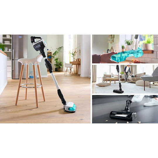 Bosch Unlimited 7 Презареждаща Вертикална Прахосмукачка 2 В 1 Stick И Ръчна 18V Тюркоазена