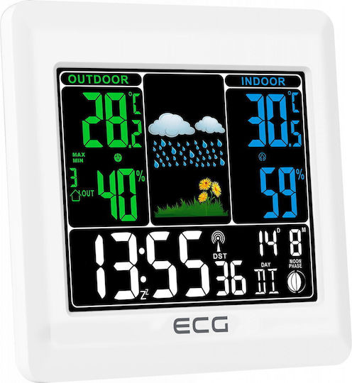 ECG MS300 Drahtlos Wetterstation Digital Tischplatte Weiß