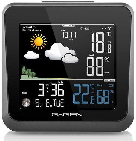 GoGEN Wireless Stație meteorologică Digital De masă Negru