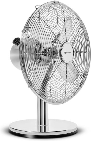 Singer Επιτραπέζιος Ανεμιστήρας 35W Διαμέτρου 30cm Ασημί