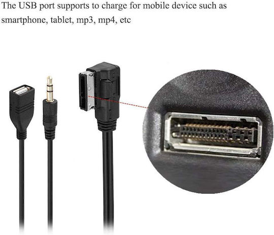 Cablu Adaptor Ami Mmi Mdi La Aux Jack 3.5 Mm Usb Compatibil Mercedes Benz S Class Sl Cls Cl C Slk E Ml Glk R Comand Aps Ntg 2.5 3 4.5