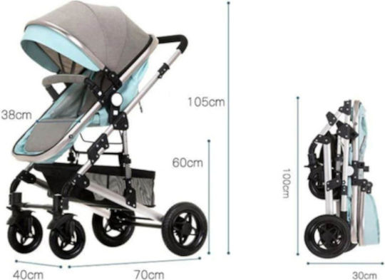 Beboulino Aveiro Ρυθμιζόμενο Καρότσι 2 σε 1 Kατάλληλο για Nεογέννητο Mint