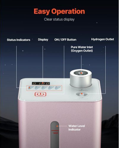 Vevor Hydrogen Inhalation Machine 99.99% High Purity 180ml/min Portable Hydro