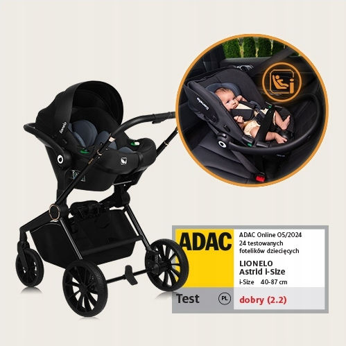 Lionelo Mika Бебешка количка 3 в 1 Сив камък 10.9кг
