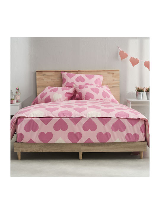 Charalambidis Textiles Salonica Σετ Σεντόνια Υπέρδιπλα 240x260εκ. Ροζ (4τμχ)