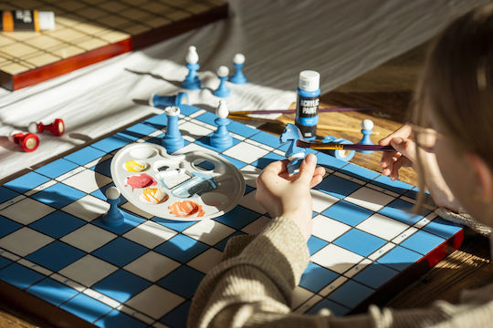 Schachbox Selbstbemaltes Zusammengebaut 48x48cm Künstlerisches Diy Schach Set