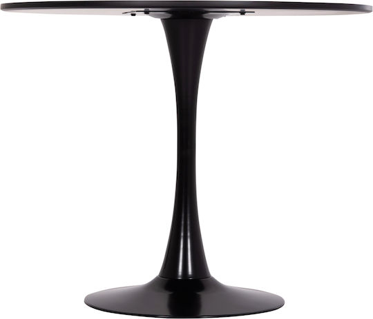 Brolin Round Table Dining Room Wooden Black Velvet-Black Metal 50x50x73cm