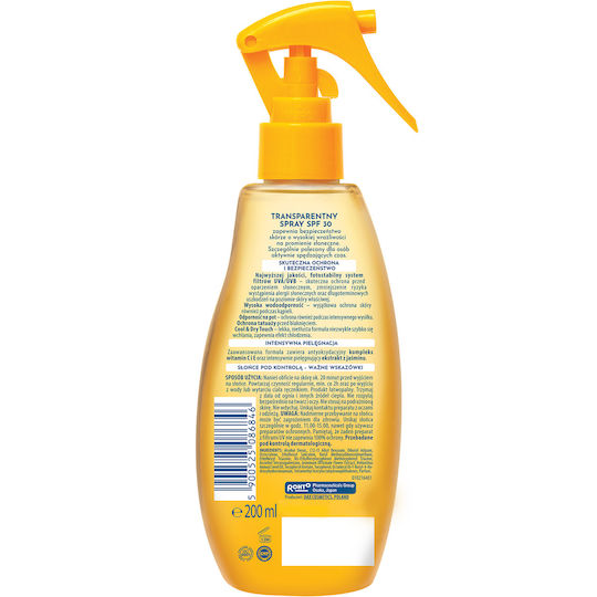 Perfecta Transparentny Active Αδιάβροχο Αντηλιακό Σώματος SPF30 σε Spray 200ml