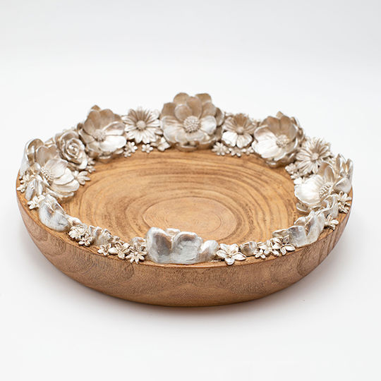 Estheti Home Platou Decorativ Flori Polirezina-Lemn Natural Argintiu 29,3x29,3x7 cm 819-00549 Estheti Home Platou Decorativ Flori Polirezina-Lemn Natural Argintiu 29,3x29,3x7 cm 819-00549