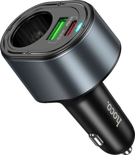 Hoco Зарядно за кола 35W 3Спецификация Бързо Зареждане с Портове: 1xUSB 2xType-C Черен Цвят