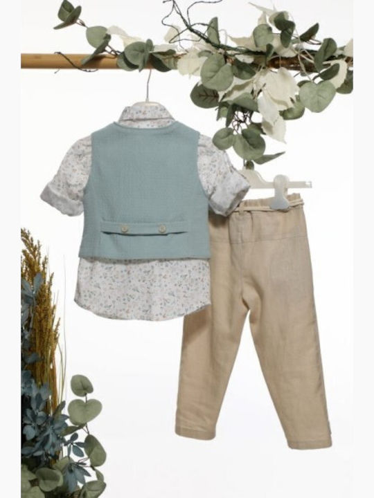 Mi Chiamo Boys Baptism Suit with Vest Light Blue