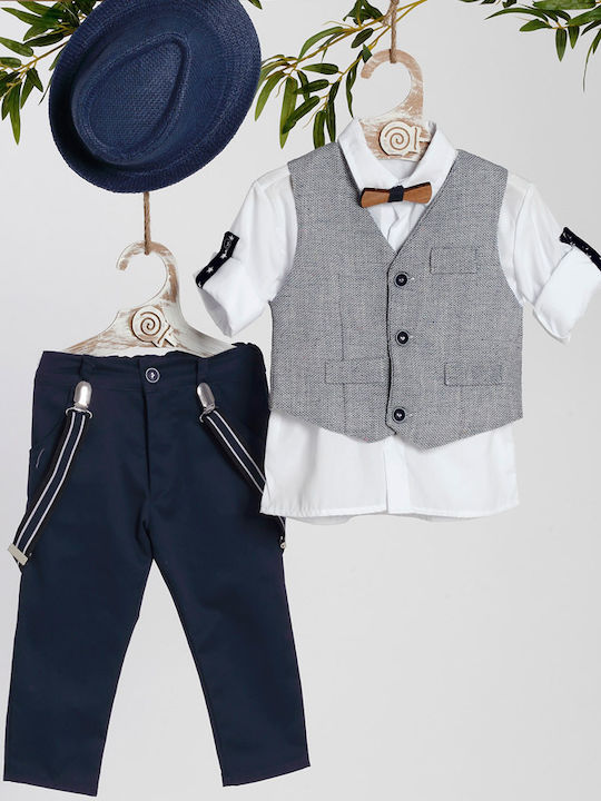 Baptismal Suit Boy Blue-Grey Kth-2442 Lollipop Bls-24-kth-2442