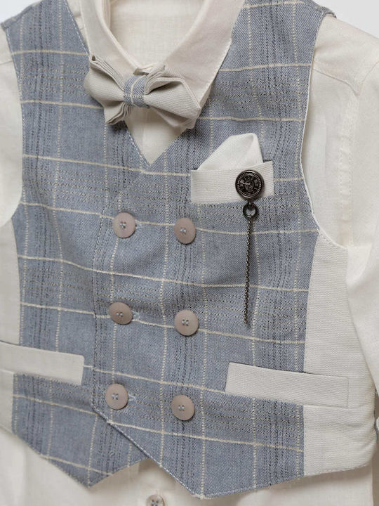 Mi Chiamo Boys Baptism Suit with Vest Light Blue