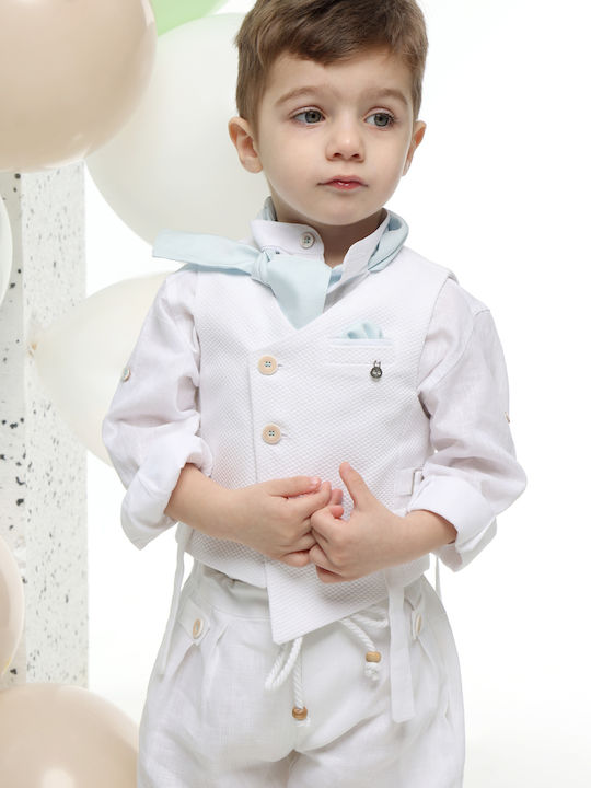 Mi Chiamo Boys Baptism Suit with Vest White