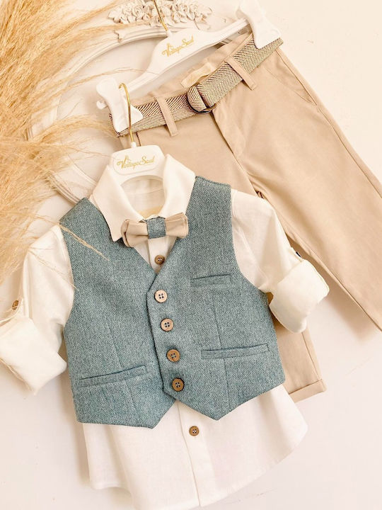 Vintage Soul Boys Baptism Suit with Vest Multicolour