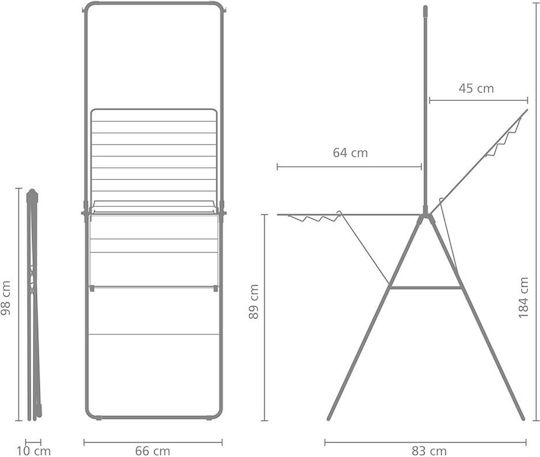 Brabantia Folding Floor Clothes Drying Rack with Hanging Length 20m