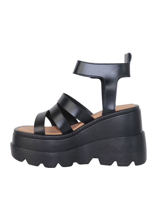 Women's Synthetic Leather Platform Shoes Black