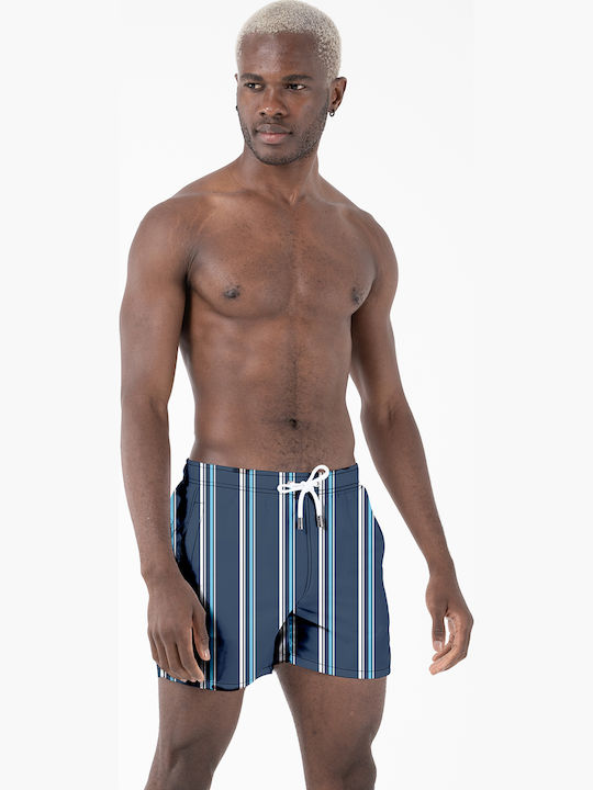 Men's Swimwear Shorts Dark Blue Striped