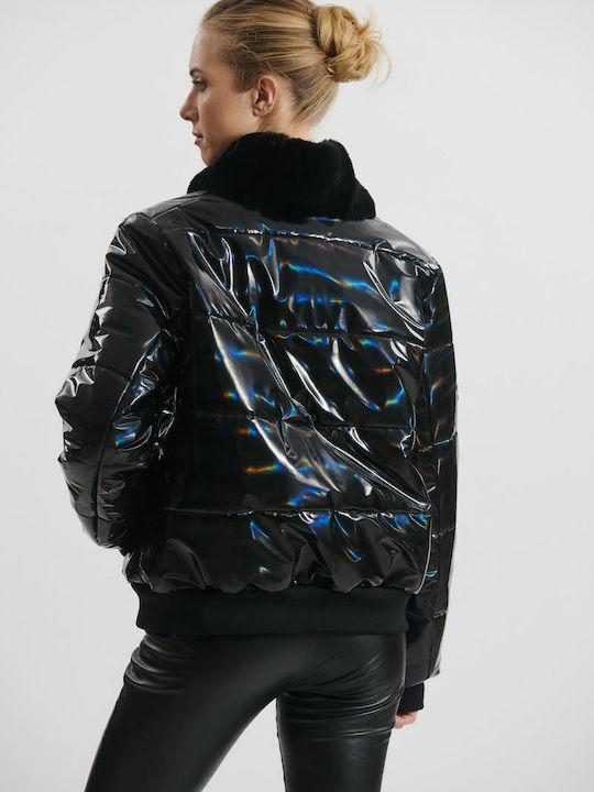 Women's Puffer Jacket Waterproof and Windproof for Winter Black