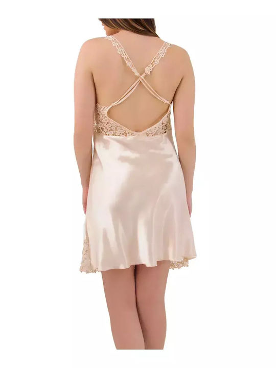 FMS Sommer Damen Robe mit Nachthemd Caramel