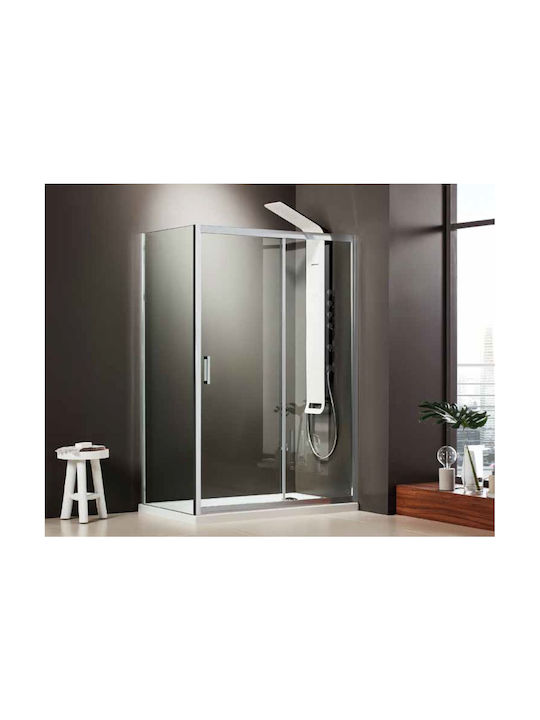 Shower Door 140cm 137-141x185cm 6mm Glass Clean Glass 1 Fixed & 1 Sliding Panel Axis Slider 1+1 Slx140c-100