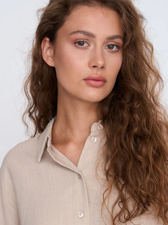 Μακρυμάνικο Γυναικείο Λινό Πουκάμισο Beige
