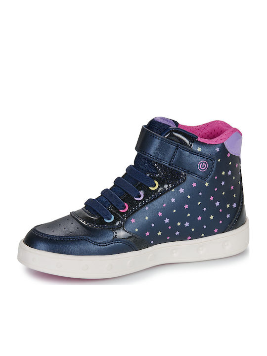 J Skylin Παιδικά Sneakers High Ανατομικά με Σκρατς Μπλε
