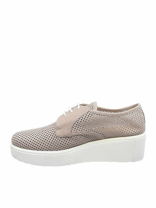 Leder Damen Oxfords in Silber Farbe