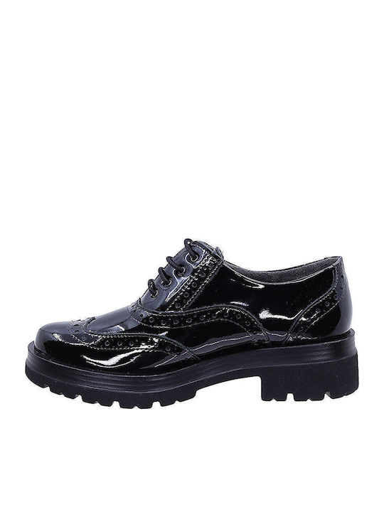 Δερμάτινα Γυναικεία Oxfords σε Μαύρο Χρώμα