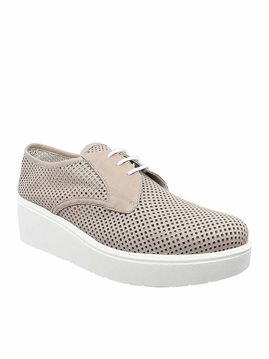 Leder Damen Oxfords in Silber Farbe