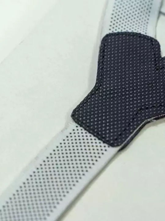 Kids Suspenders Set with Tie with 3 Clips Gray