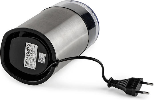 Muhler Elektrischer Kaffeemühle 150W mit einer Kapazität von 60gr Silber