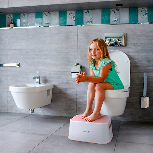Fiziotab Ocean Booster Seat Non-slip Surface Handles Stool Type Use At Sink Bathroom Kitchen Pink