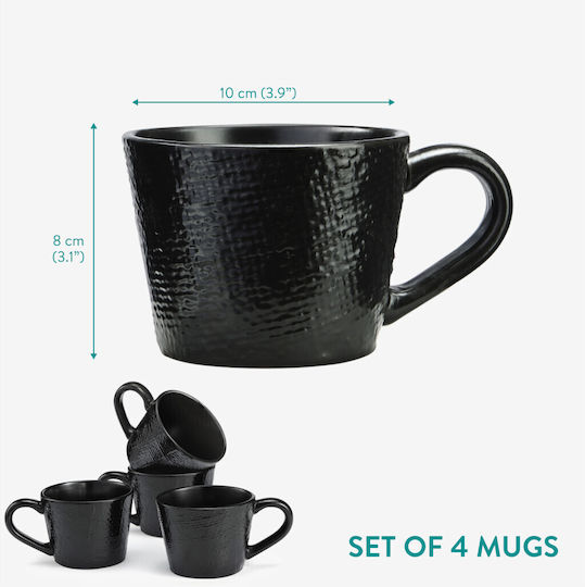 Navaris Becher Keramik Schwarz 350ml 4Stück