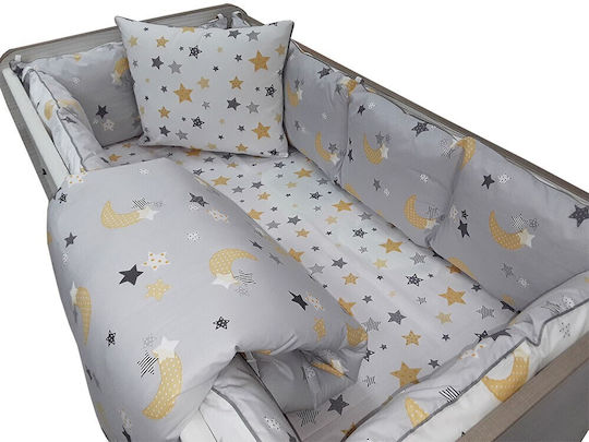 Beboulino Baby Crib Bedding Set Moon 8pcs Gray