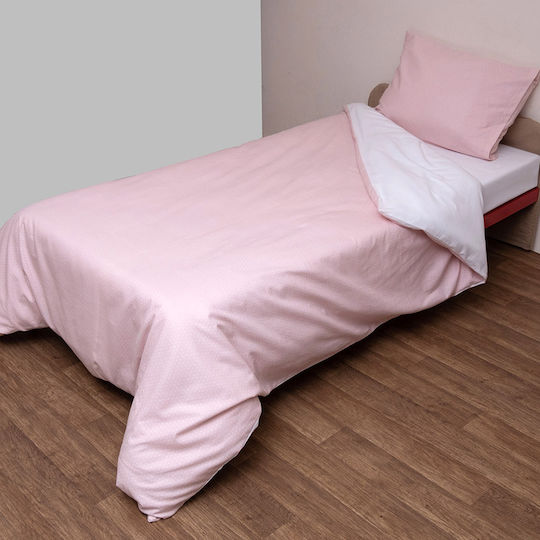 Viopros Set Lenjerii De Patut Bebe Pentru Cradle Din Flanel Roz-Alb 80x100cm 2 Bucăți