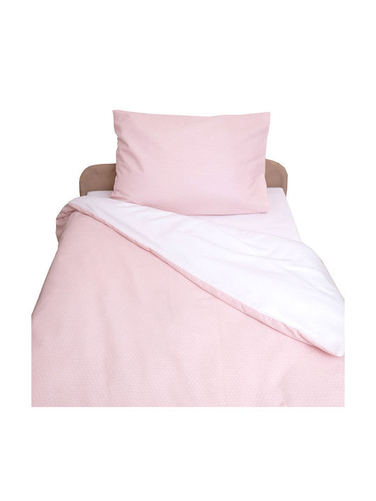 Viopros Σετ Βρεφικά Σεντόνια Λίκνου Φανελένια Pink-white 80x100εκ. 2τμχ