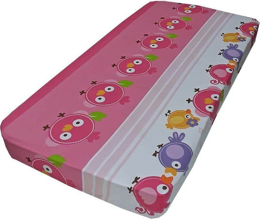 Beboulino με Λάστιχο Lovely Birds Ροζ 70x140εκ.