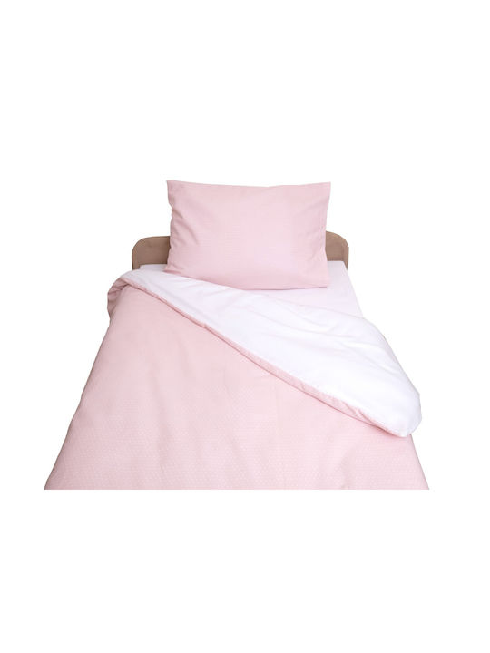 Viopros Σετ Βρεφικά Σεντόνια Λίκνου Φανελένια Pink-white 80x100εκ. 2τμχ