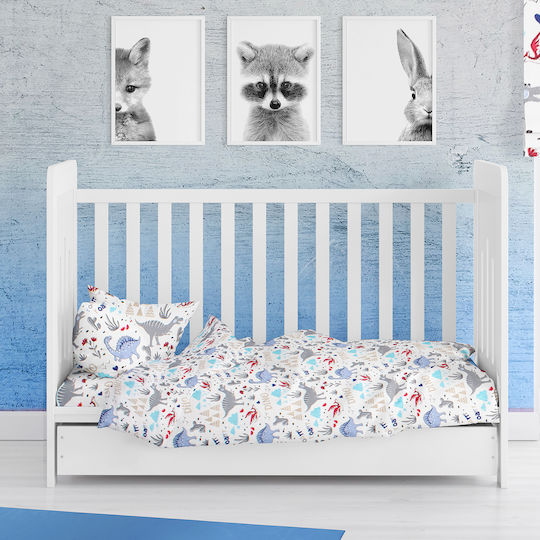 Dimcol Set Lenjeri de Patut Bebe Dino 120x160 cm