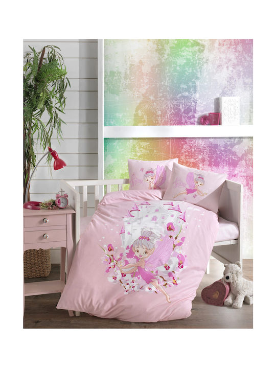 Homeline Fairy Set Baby Bettlaken Für Krippe Baumwolle Rosa 110x150cm 3Stück