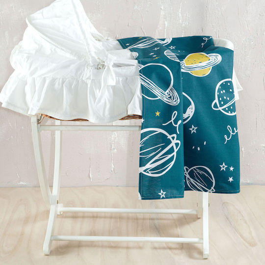 Rythmos Saturn Baby Sheet Cradle Cotton Petrol 80x110cm