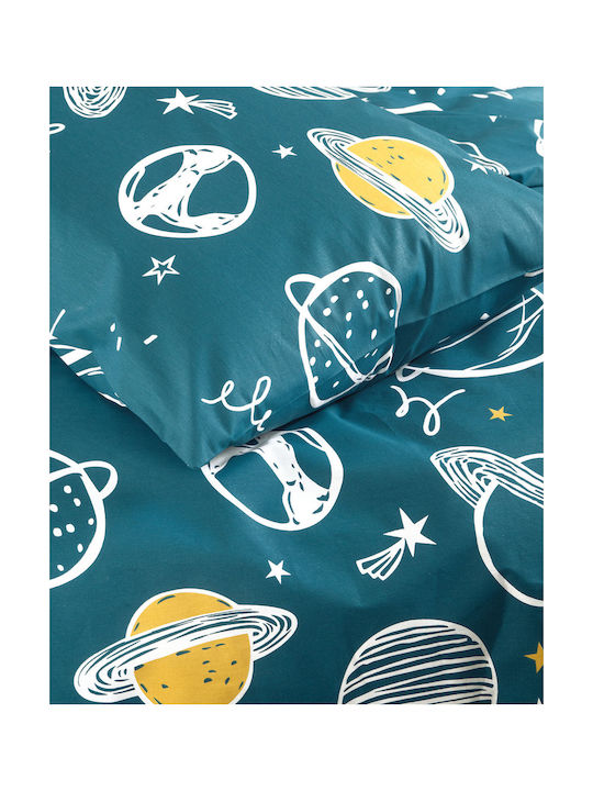 Rythmos Saturn Бебешки Чаршаф За Количка Памук Петролен 80x110бр