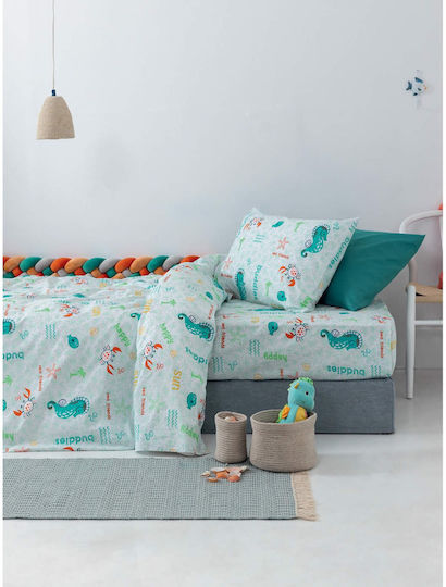 Palamaiki My Kingdom Baby Sheets Set Crib Cotton Fitted Turquoise 130x170cm 3pcs