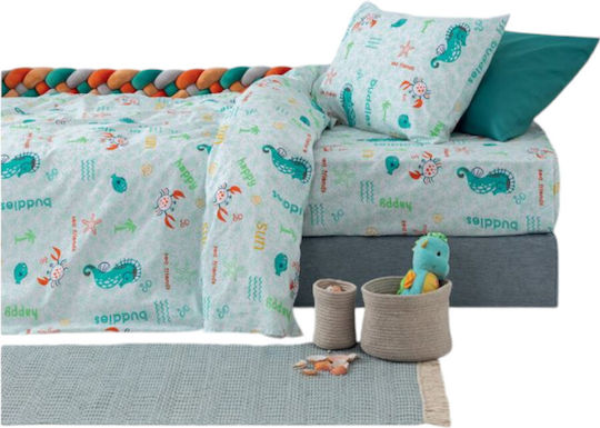 Palamaiki My Kingdom Baby Sheets Set Crib Cotton Fitted Turquoise 130x170cm 3pcs